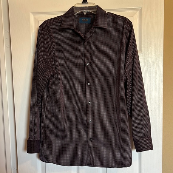 Fairlane men’s purple slim fit long sleeve button down shirt size medium short - Picture 1 of 7